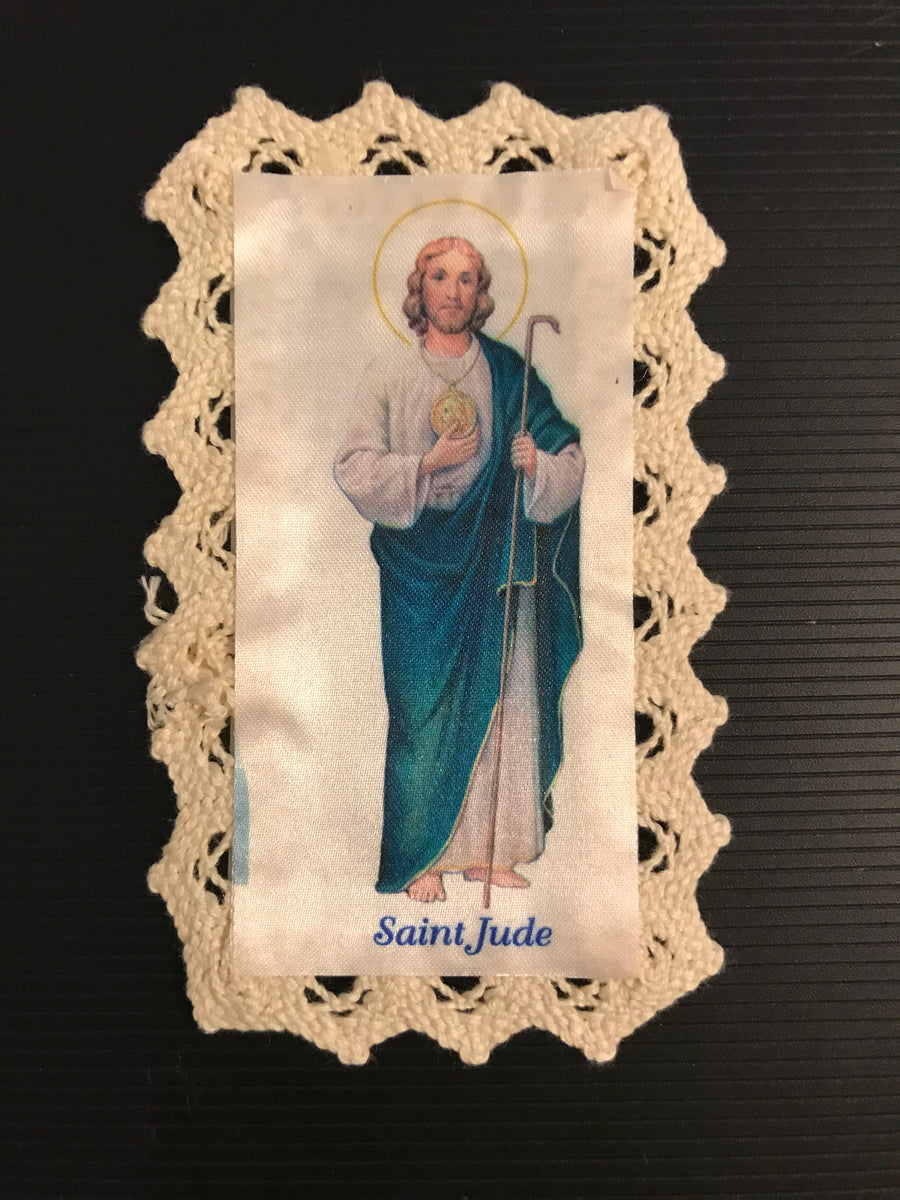 St. Jude Crocheted Lace Holy Card St. Jude's Religious Home Delivery